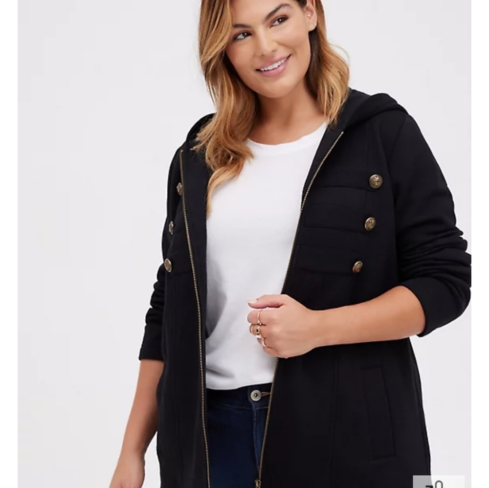 NWT Torrid Black Fleece Military Hooded Jacket, Size 5.